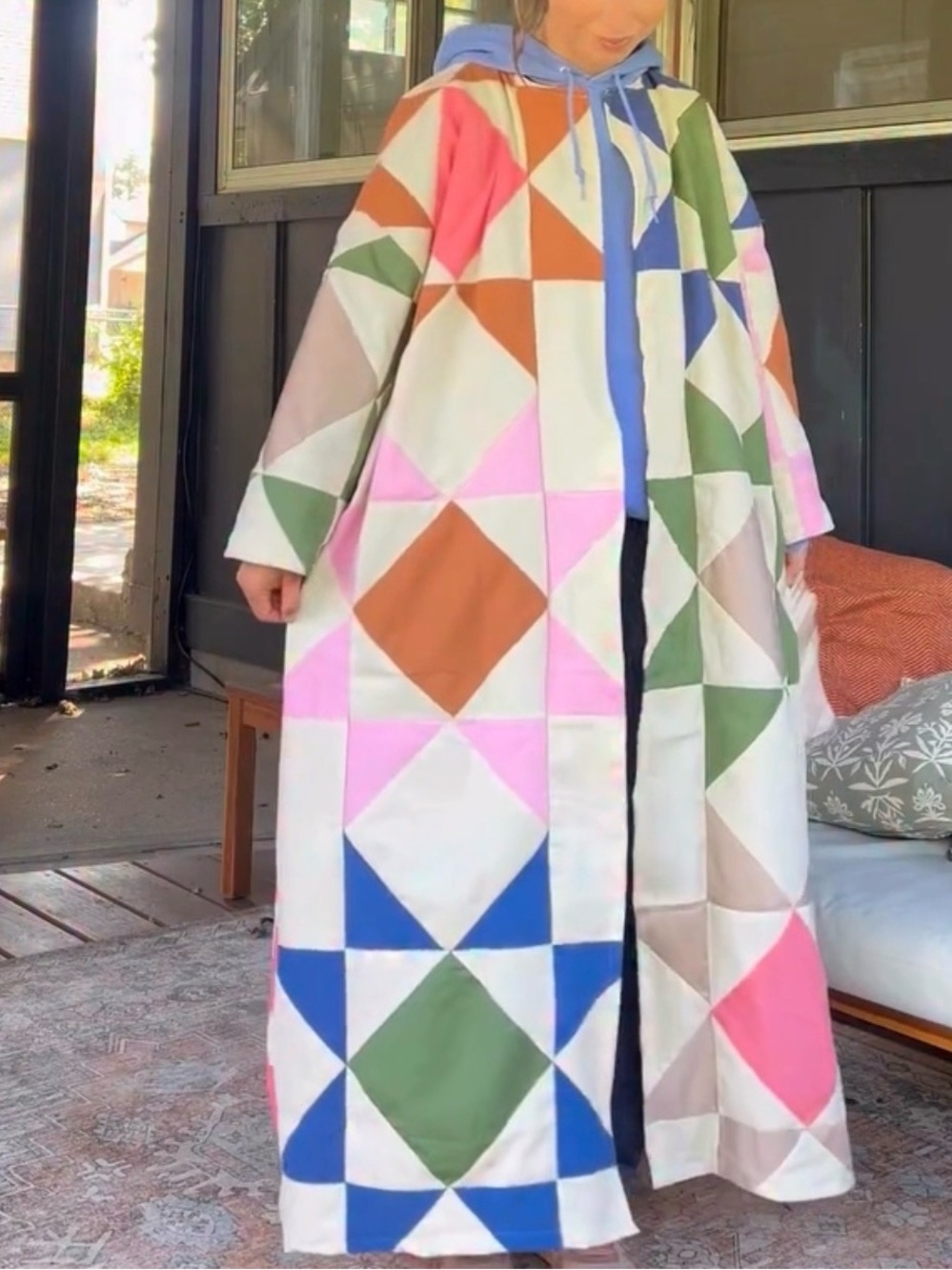 Sawtooth Quilt Jacket Duster Cotton full length OSFM